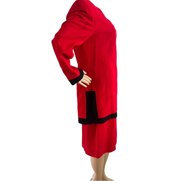 Linda Allard Ellen Tracy Women’s 2 Piece Skirt  100% Wool Red Suit - Picture 2 of 5